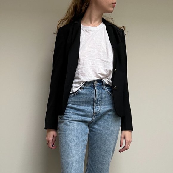 Talula / Artizia Vintage Black Cropped Fitted Button-front Blazer size 6 - Picture 5 of 8